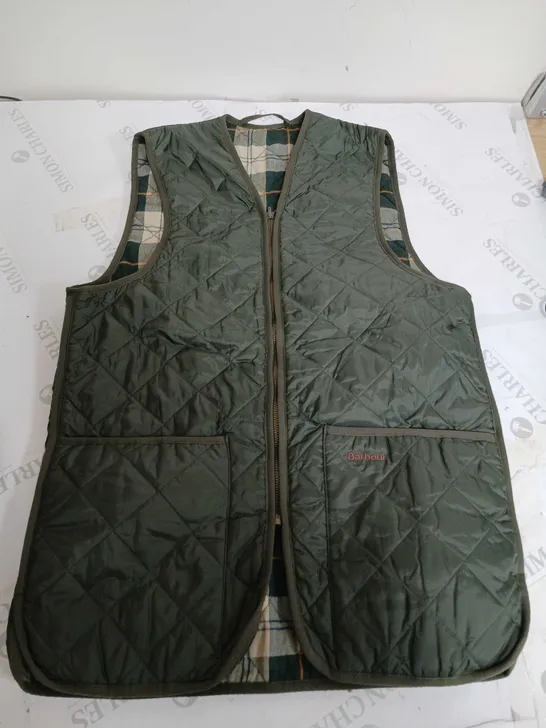 BARBOUR THIN GILET IN GREEN - SIZE 36
