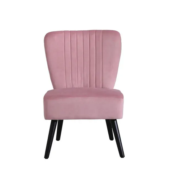 BOXED NEO DUSKY PINK CRUSHED VELVET SHELL ACCENT CHAIR