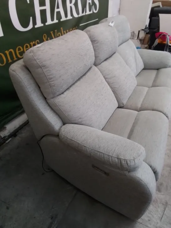 DESIGNER G PLAN MADE KINGSBURY 3 SEATER HORIZON SEAGRASS FABRIC ELECTRIC RECLINING SOFA