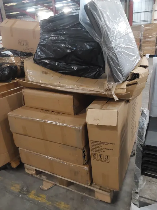 PALLET OF ASSORTED INCOMPLETE GARDEN AND PATIO FURNITURE PARTS 