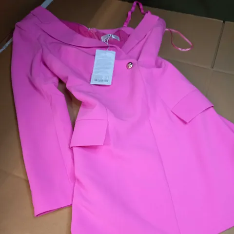 FOREVER UNIQUE VIBRANT PINK ONE SLEEVE BLAZER DRESS - SIZE 6