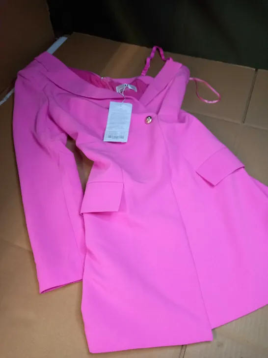 FOREVER UNIQUE VIBRANT PINK ONE SLEEVE BLAZER DRESS - SIZE 6