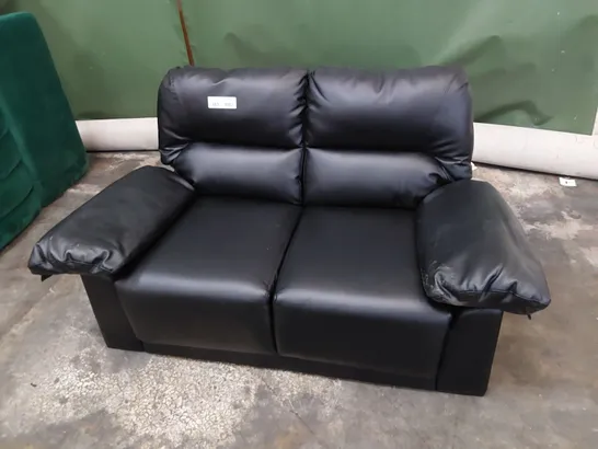 DESIGNER TWO SEATER SOFA BLACK LEATHER L