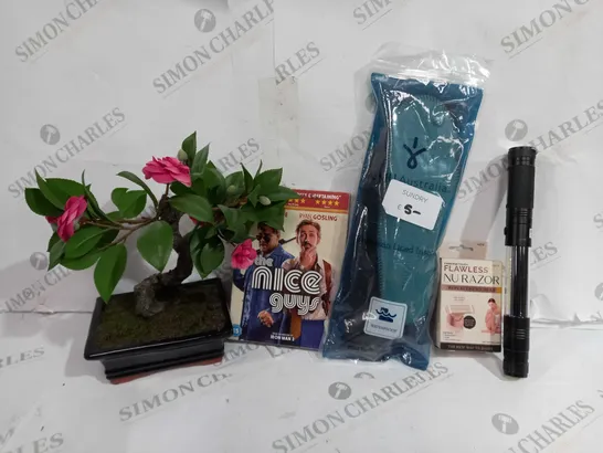 APPROXIMATLY 10 ASSORTED ITEM TO INCLUDE FAKE PLANT, FLAWLESS RAZOR, S-FIXX TORCH, ETC