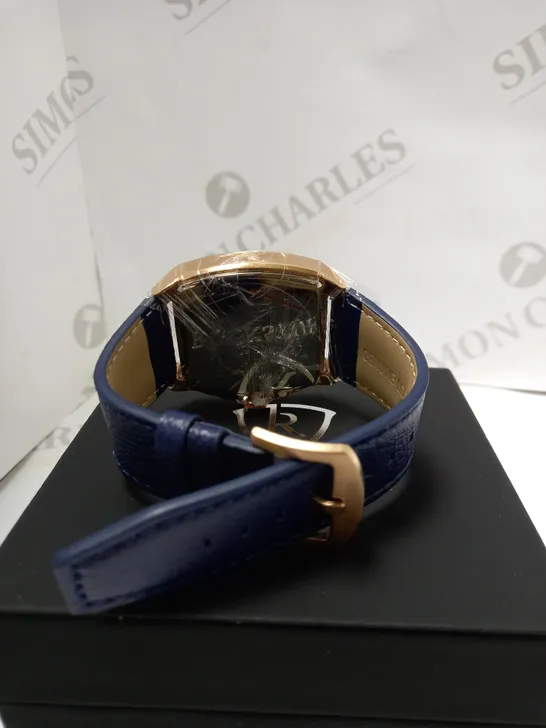 RUCKSTUHL AUTOMATIC BLUE LEATHER STRAP WRISTWATCH