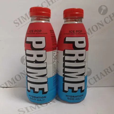 LOT OF 2 BOTTLES OF PRIME HYDRATION DRINK ICE POP (2x500ml)