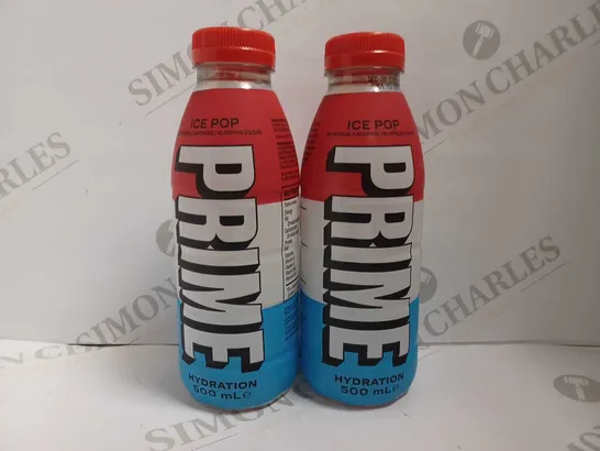 LOT OF 2 BOTTLES OF PRIME HYDRATION DRINK ICE POP (2x500ml)