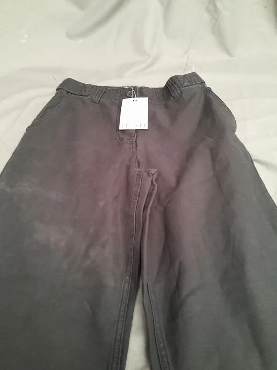 HUSH KIA WASHED BAKER TROUSER IN WASHED BLACK  SIZE 6S