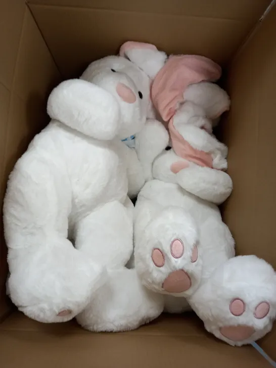 BOX OF APPROX 6 EASTER CUDDLY BUNNIES IN WHITE