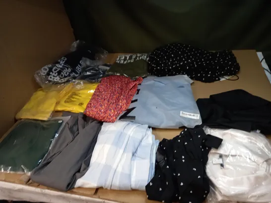 LOT OF APPROX 20 ASSORTED CLOTHING ITEMS VARYING IN SIZE/COLOUR/STYLE TO INCLUDE: TROUSERS, DRESSES, JUMPERS