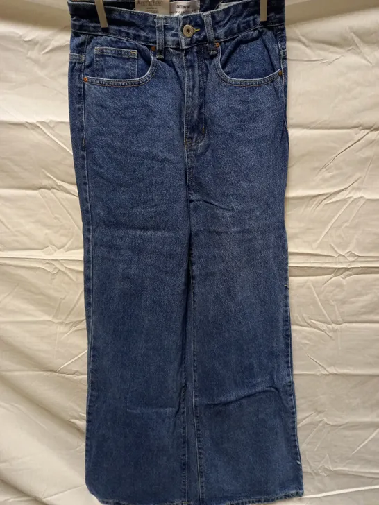 BOX OF APPROX 9 BRAND NEW COTTON:ON LONG WIDE LEG JEANS - COOGEE BLUE SIZE AUS 6	