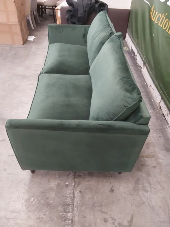 DESIGNER PASHA EMERALD VELVET UPHOLSTERED 3 SEATER SOFA