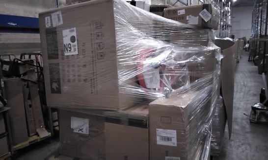 PALLET OF ASSORTED ITEMS INCLUDING JIEXI LIGHT LUXURY BUCKET SEAT, ALLEGRO BAR STOOL BLACK, SHORT RED SEAT, OFFICE STOOL