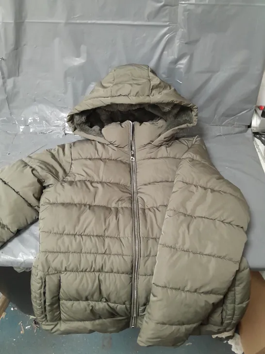 NEW LOOK KHAKI HOODED PUFFER JACKET