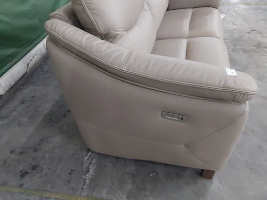 QUALITY BRITISH DESIGNER G PLAN JACKSON POWER RECLINING THREE SEATER SOFA CAMBRIDGE TAUPE LEATHER 