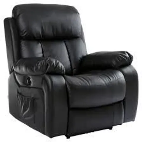 BOXED CHESTER BLACK LEATHER MANUAL RECLINER CHAIR