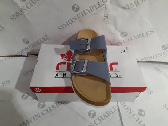 BOXED RIEKER BLUE FABRIC SANDALS SIZE 7