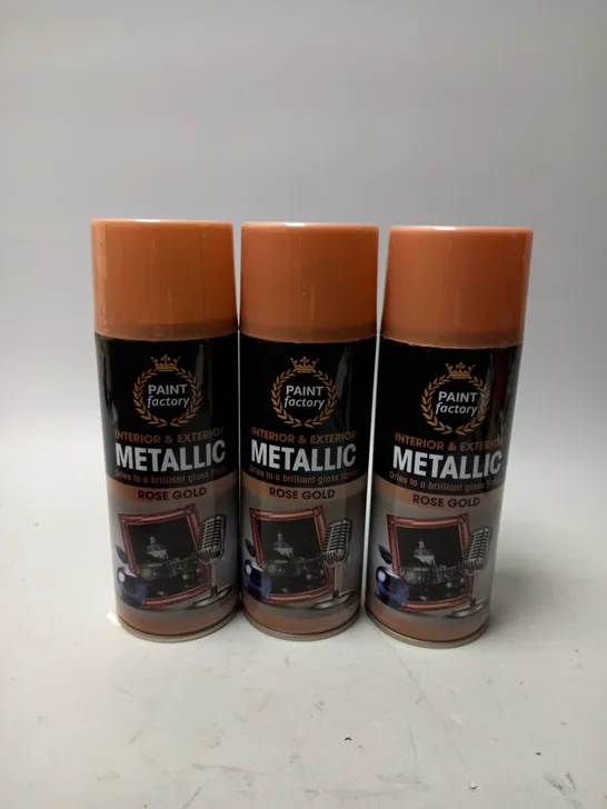 BOX OF 12 PAINT FACTORY METALLIC SPRAY PAINT IN ROSE GOLD