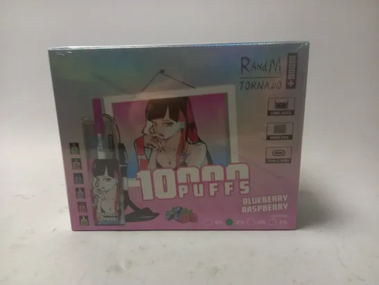 SEALED AND BOXED R AND M TORNADO DISPOSABLE VAPES - BLUEBERRY RASPBERRY - 10 PER BOX