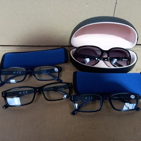 LOT OF 4 PAIRS OF GLASSES (3 CORRECTION AND 1 SUNGLASSES)