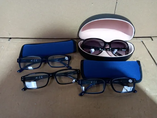 LOT OF 4 PAIRS OF GLASSES (3 CORRECTION AND 1 SUNGLASSES)