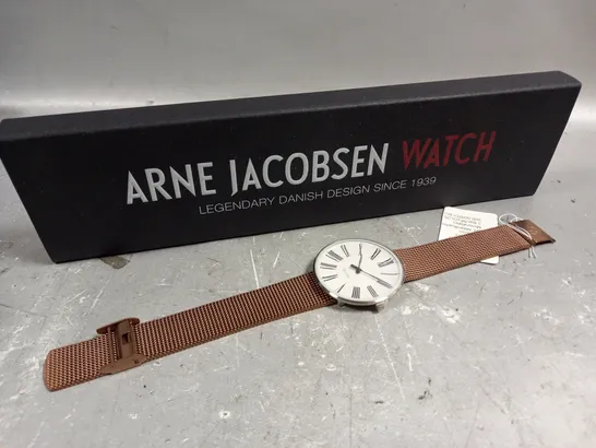 BOXED ARNE JACOBSEN WHITE DIAL WATCH 