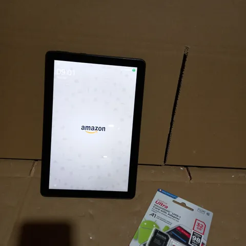 BOXED AMAZON FIRE HD10 TABLET WITH SANDISK 32GB CARD