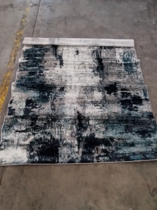 ROUDE BUSH MACHINE WOVEN AQUA/BLUE RUG // SIZE: 160 X 220CM