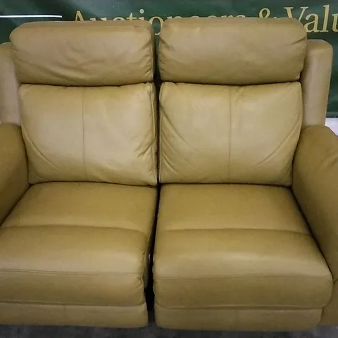 QUALITY DESIGNER MUSTARD LEATHER ELECTRIC RECLINER 2 SEATER SOFA