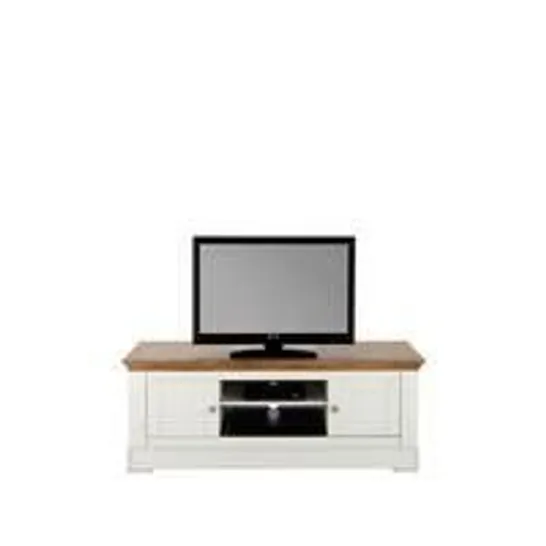 BOXED IDEAL HOME WILTSHIRE CREAM AND OAK EFFECT 2 DOOR TV UNIT (1 BOX) RRP £359