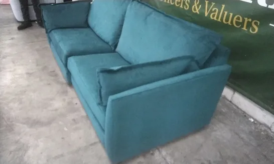 QUALITY BRITISH MADE THE LOUNGE COMPANY HARDWOOD FRAMED COLETTE-FOAM FOUR SEATER EVENING TEAL SOFA