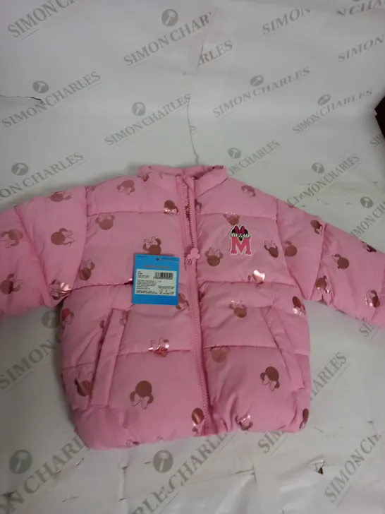 GIRLS MINNIE MOUSE ZIPPED PADDED COAT SIZE 2-3 YEARS