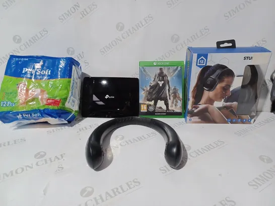 BOX OF APPROX 5 ITEMS TO INCLUDE - XBOX ONE DESTINY - PET SOFT DISPOSABLE MALE WRAPS - TP-LINK AC1200 DUAL BAND WI-FI LTE ROUTER ECT 