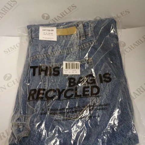 COTTON:ON LONG WIDE LEG BLUE JEANS - UK 10