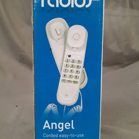 BOX OF APPROXIMATELY 8 ASSORTED HOUSEHOLD ITEMS TO INCLUDE RADIUS ANGEL CORDED EASY TO USE TELEPHONE, ETC - COLLECTION ONLY