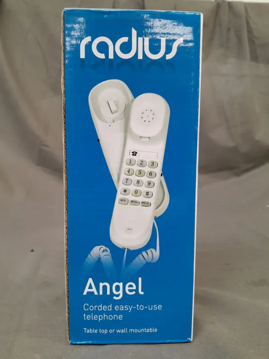 BOX OF APPROXIMATELY 8 ASSORTED HOUSEHOLD ITEMS TO INCLUDE RADIUS ANGEL CORDED EASY TO USE TELEPHONE, ETC - COLLECTION ONLY