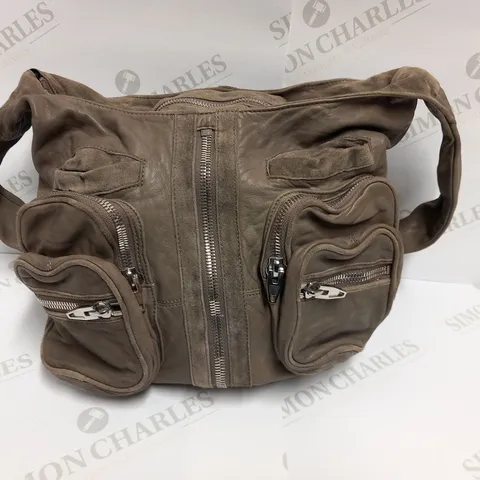 ALEXANDER WANG SOFT LEATHER TAUPE POSTMAN STYLE BAG