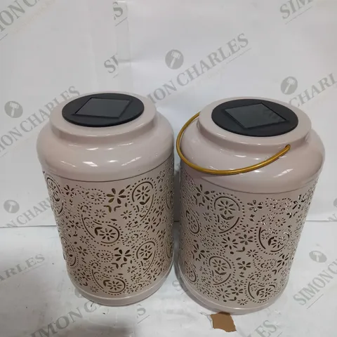 GARDEN REFLECTIONS SET OF 2 PATTERNED SOLAR LANTERNS