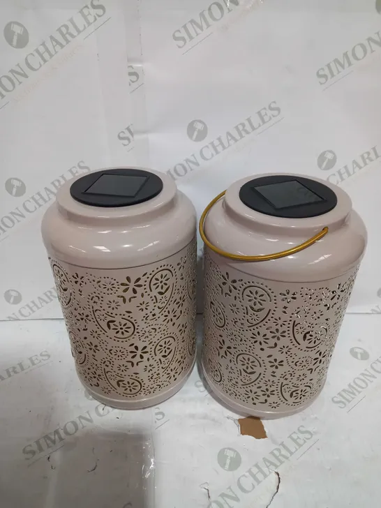 GARDEN REFLECTIONS SET OF 2 PATTERNED SOLAR LANTERNS