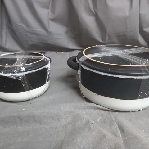 BUNDLEBERRY BY AMANDA HOLDEN PORCELAIN MEDIUM AND SMALL CASSEROLE DISH SET - BLACK & WHITE