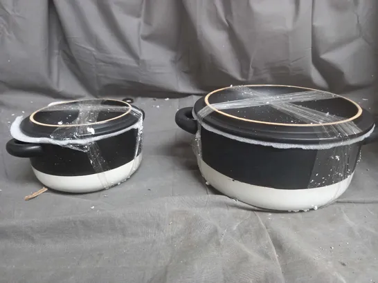 BUNDLEBERRY BY AMANDA HOLDEN PORCELAIN MEDIUM AND SMALL CASSEROLE DISH SET - BLACK & WHITE