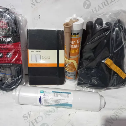 LOT OF APPROXIMATELY 10 ASSORTED HOUSEHOLD ITEMS TO INCLUDE TIMER AND LAMINATE SEALANT, MOLESKINE RULES NOTEBOOK, TIGER INSTRUMENT CABLE, ETC