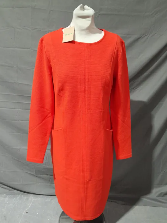 BODEN ORANGE STRECH DRESS - UK 12L