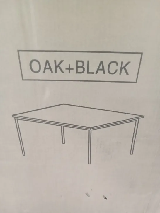 BOXED HALLOWOOD DINING TABLE - OAK AND BLACK 