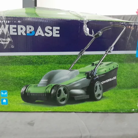 BOXED POWERBASE 34CM 1400W ELECTRIC ROTARY LAWN MOWER - COLLECTION ONLY