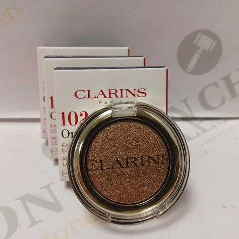 LOT OF 3 CLARINS OMBRE SPARKLE POWDER EYESHADOWS - #102 PEACH GIRL