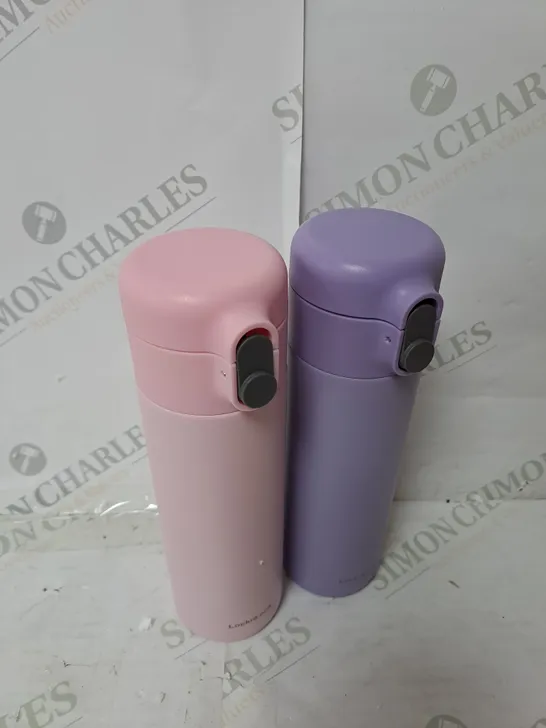 LOCK&LOCK X2 METAL INSULATED BOTTLES IN PINK AND PURPLE