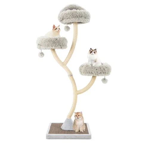 BOXED COSTWAY CAT TREE TOWER 70'' MULTI-LEVEL KITTEN ACTIVITY CENTER WITH 3 PERCHES & BALLS - GREY