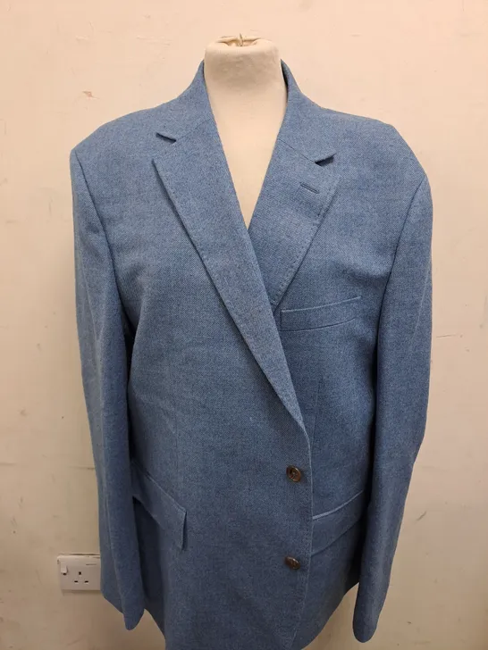 CHARLES TYRWHITT MID BLUE TWILL WOOL TEXTURE CLASSIC FIT JACKET SIZE 48R 