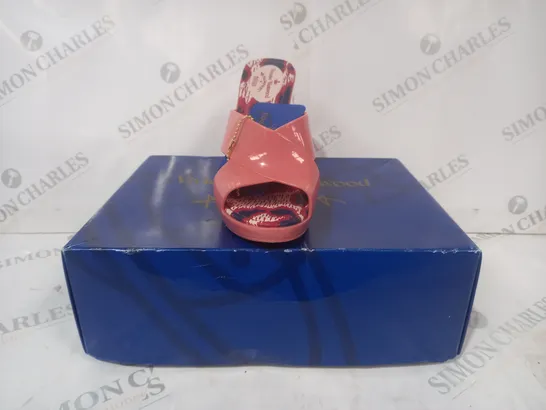 BOXED PAIR OF VIVIENNE WESTWOOD MELISSA OPEN TOE WEDGE SHOES IN PINK EU SIZE 37